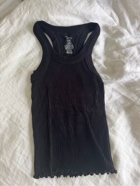 Free People Black Ribbed Racerback Tank